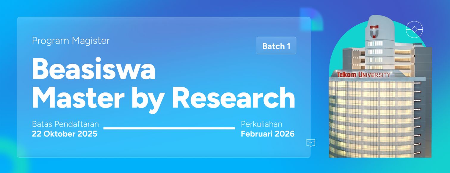 Web banner jalur seleksi master by research batch 1 ganjil pascasarjana telkom university 2026