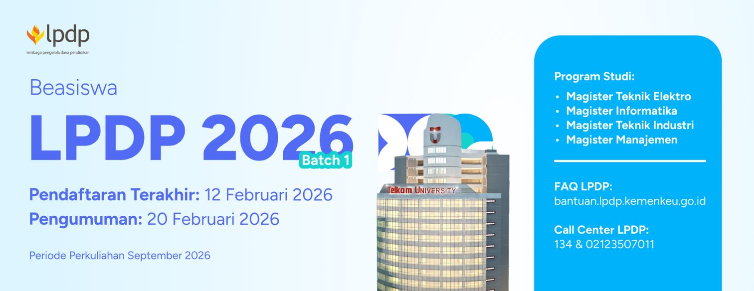 Web banner jalur seleksi beasiswa lpdp telkom university 2026 updated