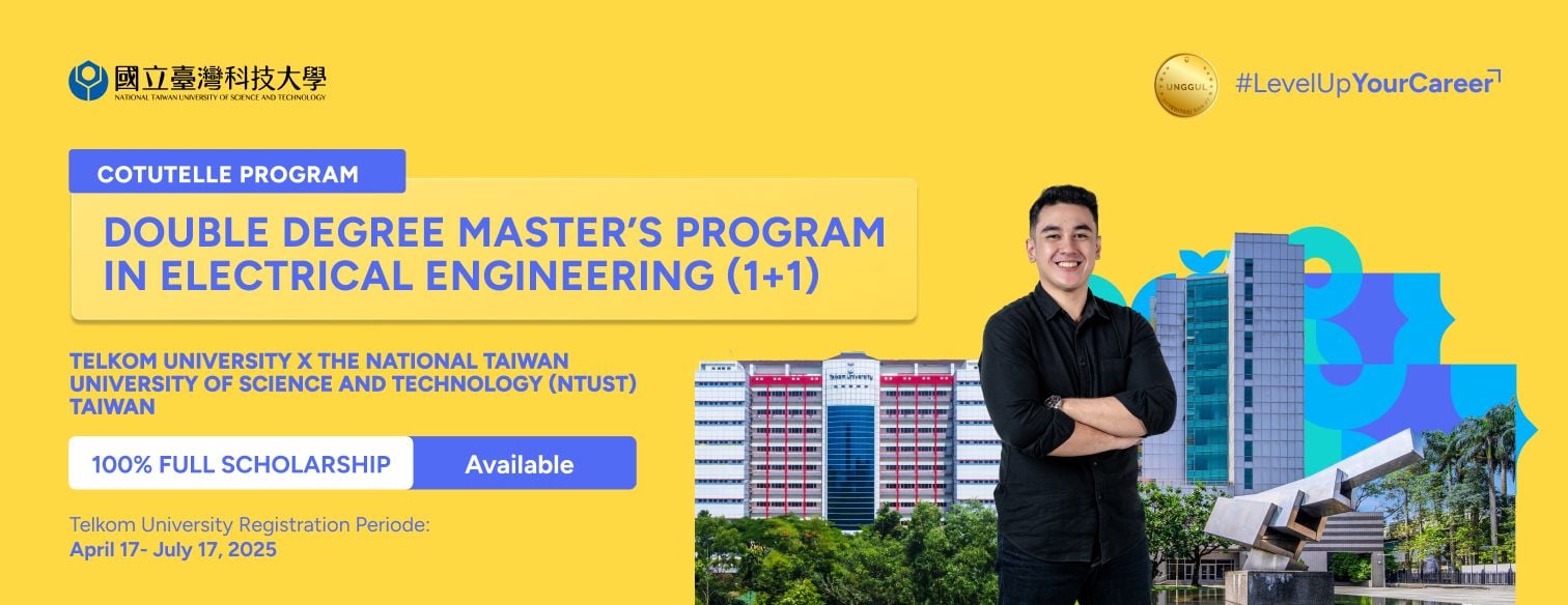 Web banner jalur seleksi double degree ntust x telkom university 2025