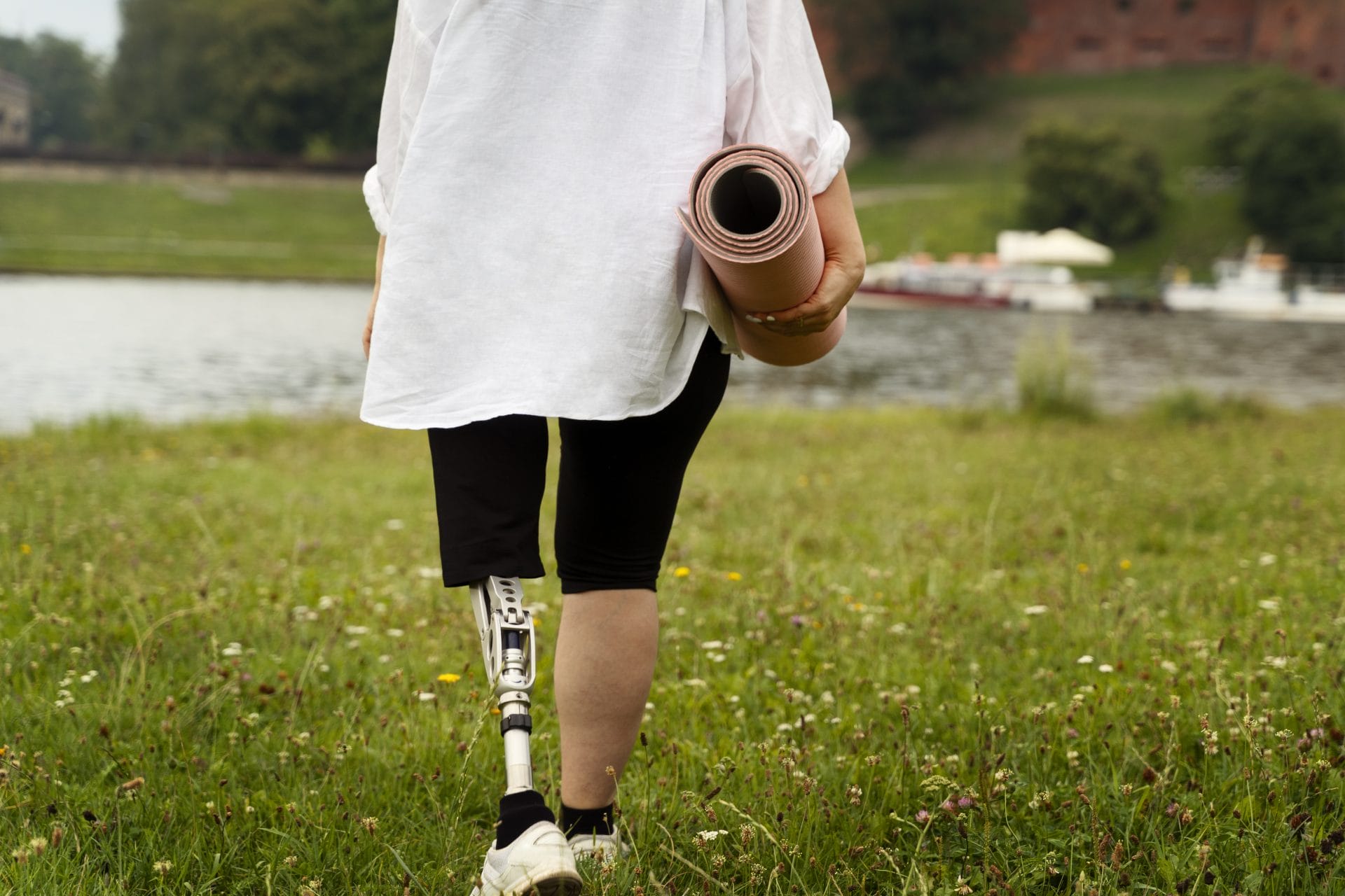 Woman Wit Prosthetic Leg Doing Yoga