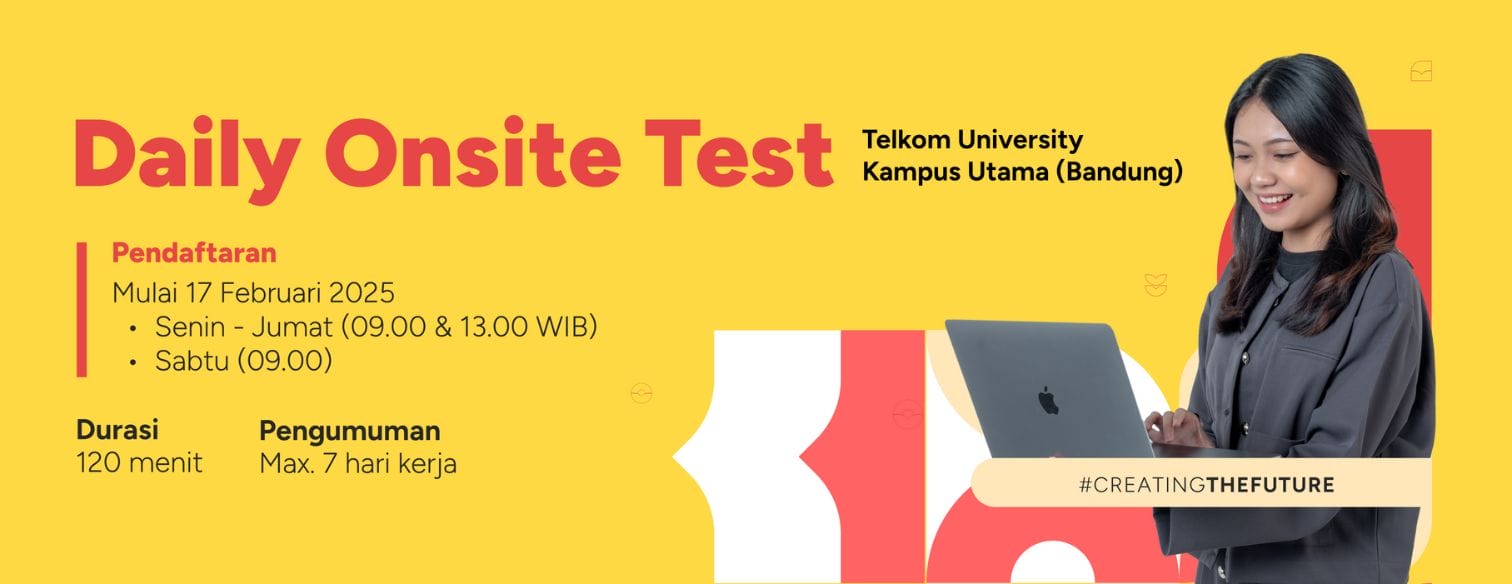 Web Banner Jalur Seleksi Daily Onsite Test Telkom University 2025