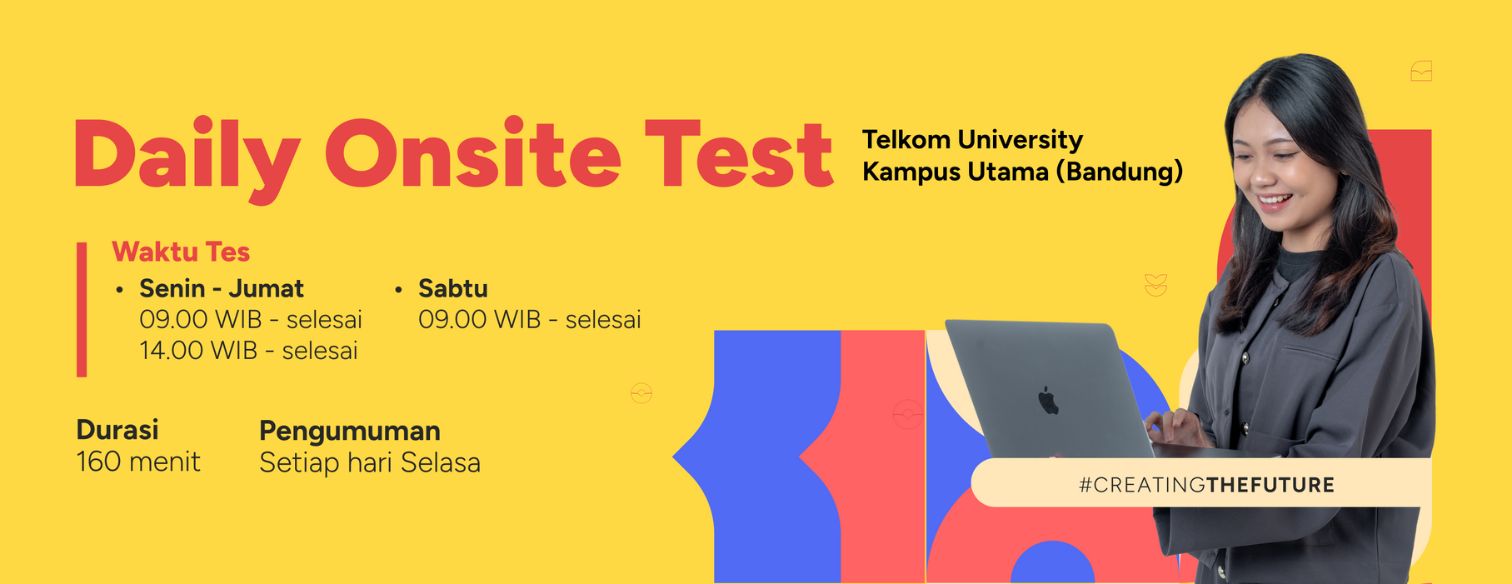 Web banner jalur seleksi daily onsite test telkom university 2025 new