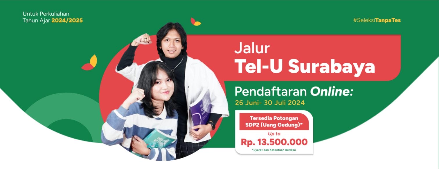 Web Banner Jalur Seleksi Telkom University Surabaya Juli 2024