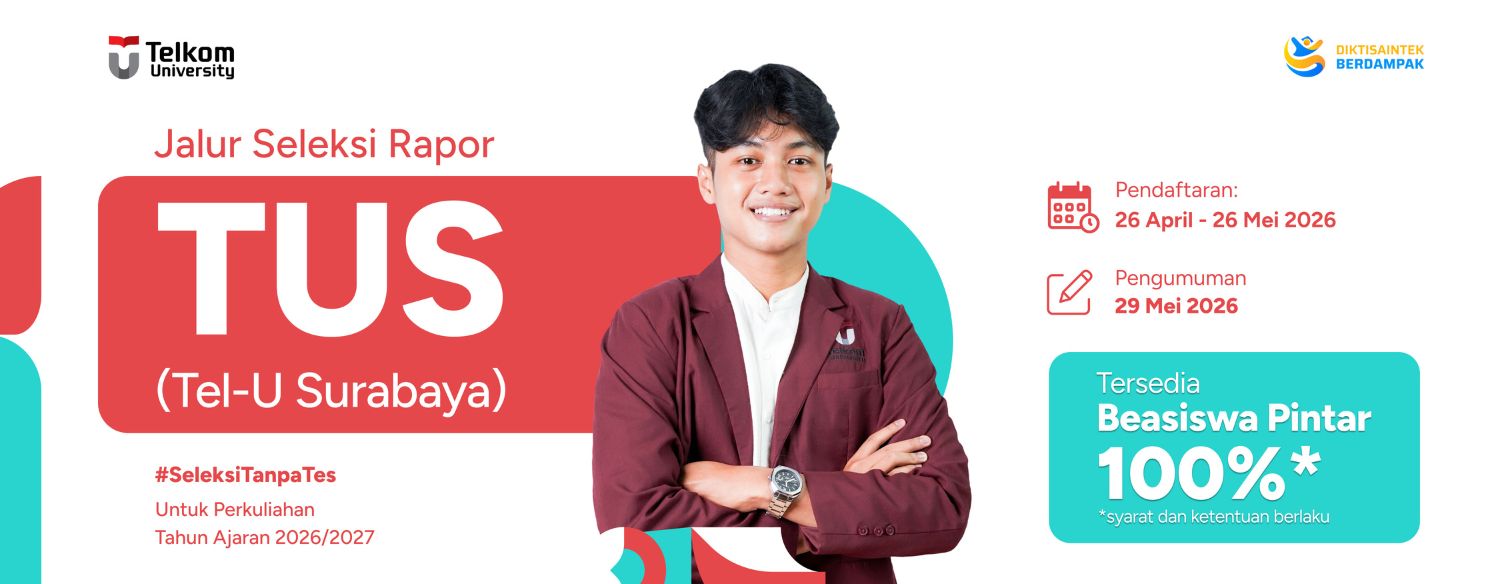 Web banner jalur seleksi telkom university surabaya mei