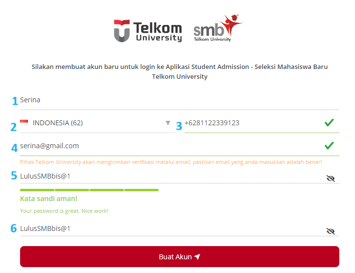 Pengisian Data Pembuatan Akun Smb Telkom University