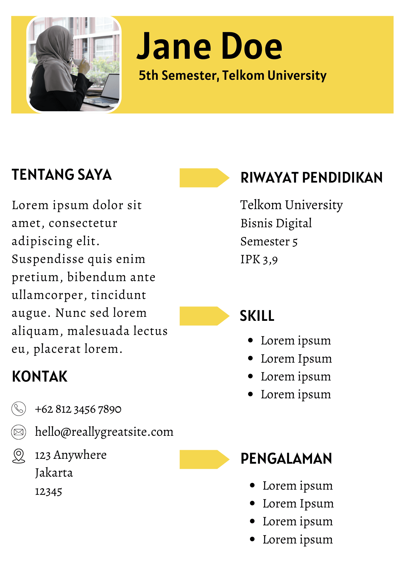 Contoh Dan Template Cv Gratis Magang