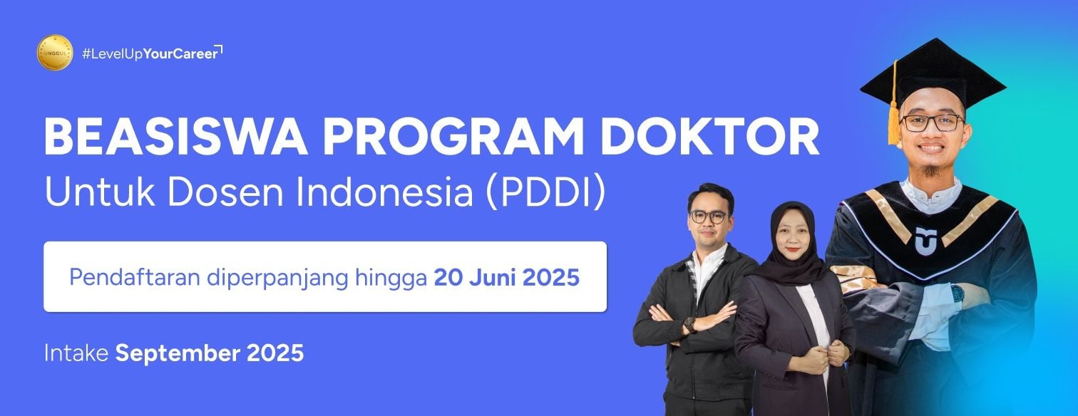 Web banner jalur seleksi beasiswa doktoral pddi telkom university 2025