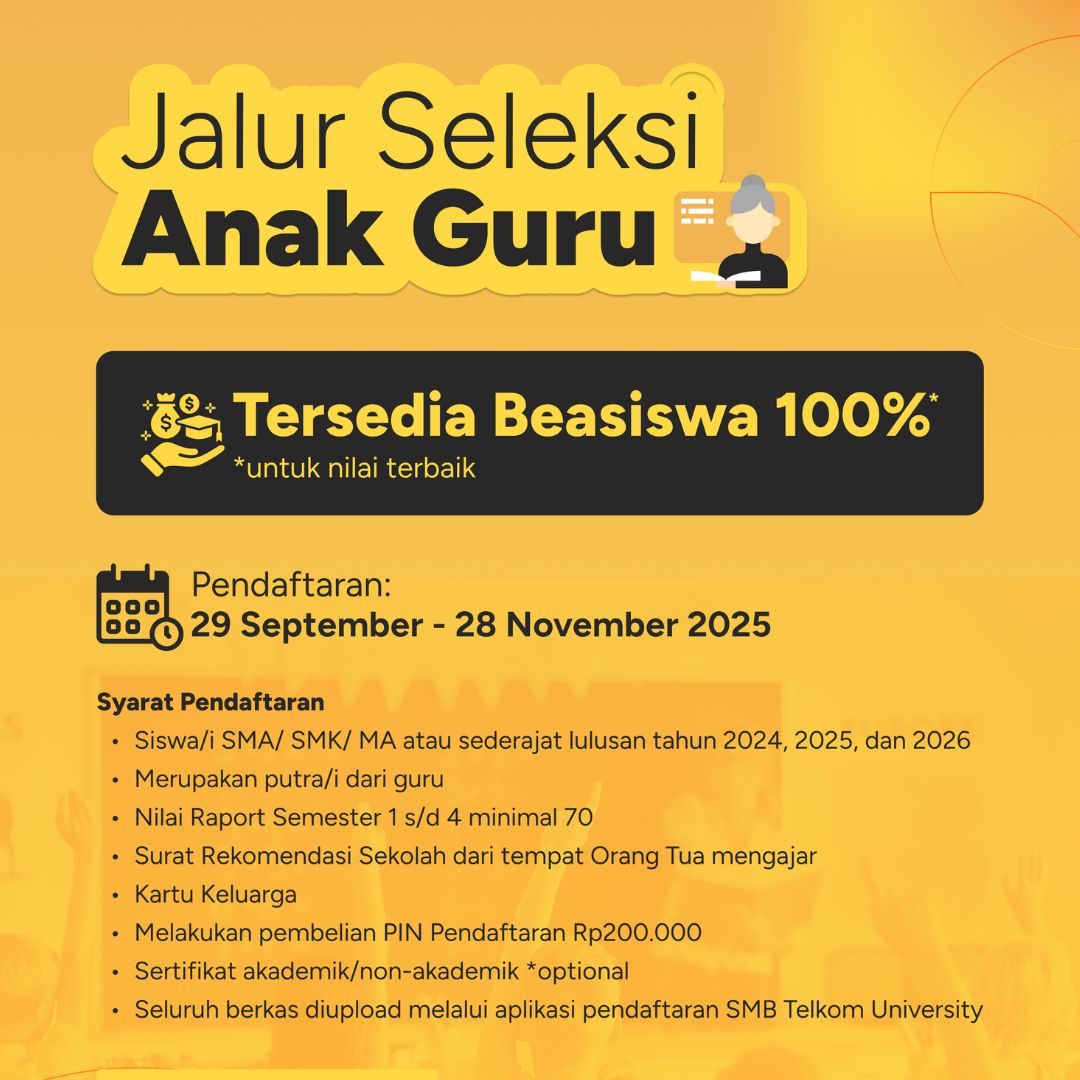 Featured image jalur seleksi anak guru telkom university 2026