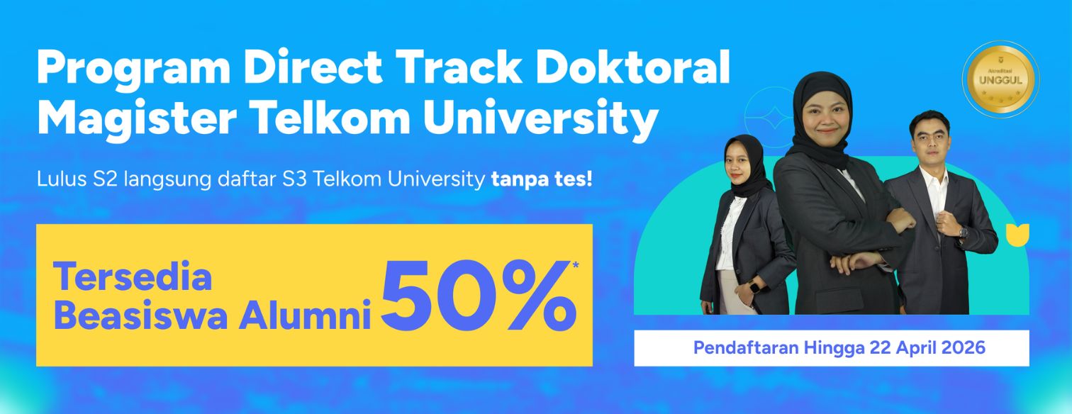 Web banner jalur seleksi direct track doktoral telkom university