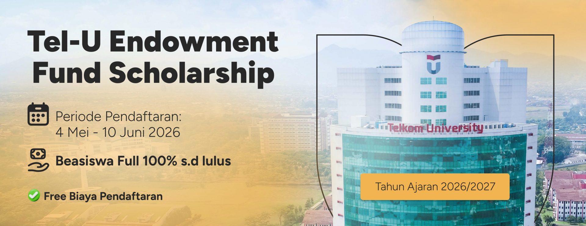 Webbanner Tel U Endowment Fund Scholarship (versi SMB)