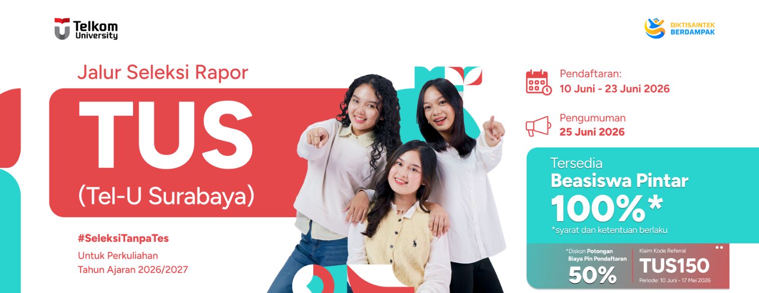 Web banner jalur seleksi telkom university surabaya juni tahap 2