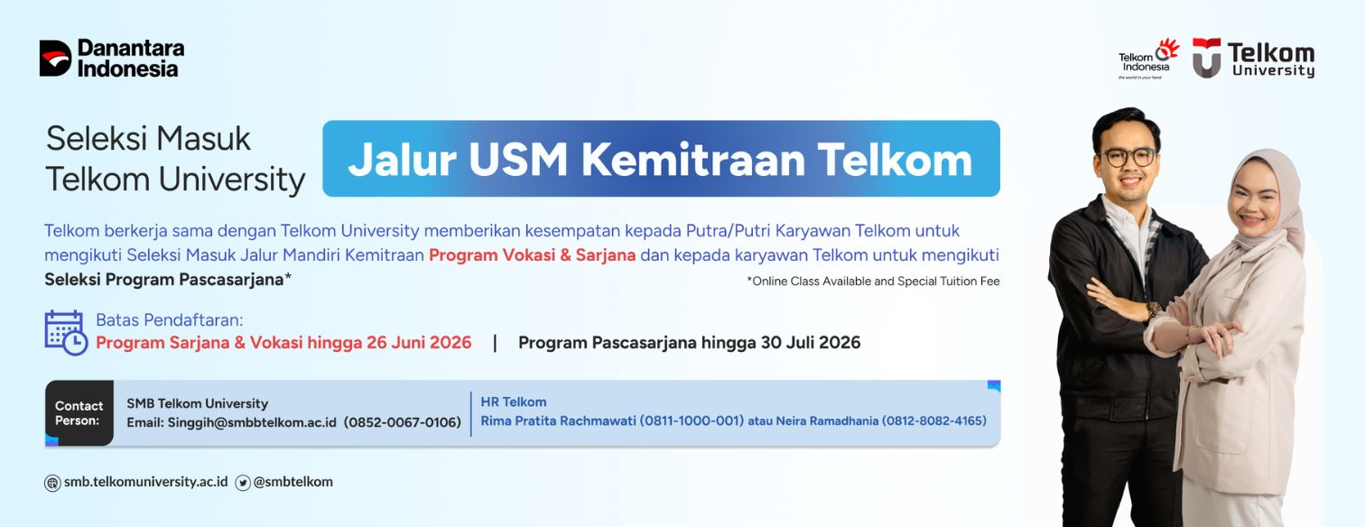 Web banner jalur seleksi usm kemitraan telkom telkom university